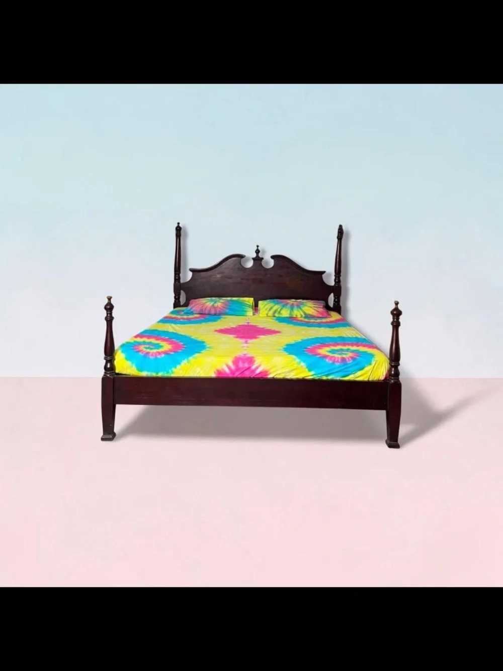 Vibrant Tie-Dye Cotton Duvet Cover Set - Yellow & Pink